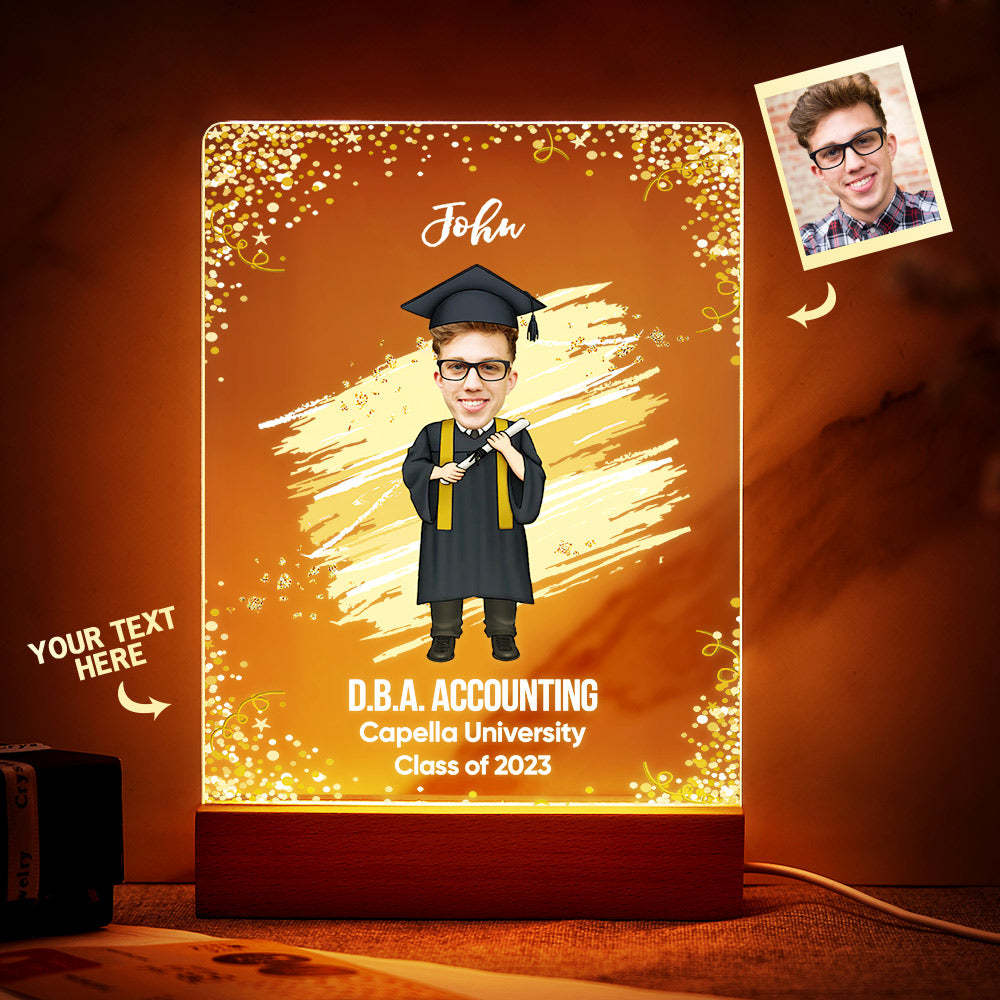 Graduation Ceremony Gift Custom Photo Graduation Appreciation Acrylic Plaque Lamp Personalized Your Name, Diploma And School - mymoonlampau
