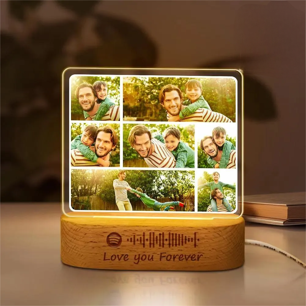 Custom Photo Night Light Gifts for Dad Custom Photo Night Light Spotify Night Light