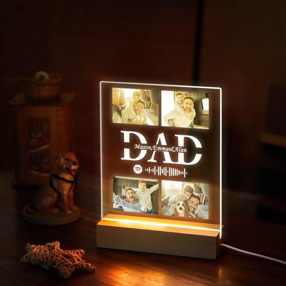 Father's Day Gifts Night Light Four Photo Light Engraved Night Light Best Gifts for Dad