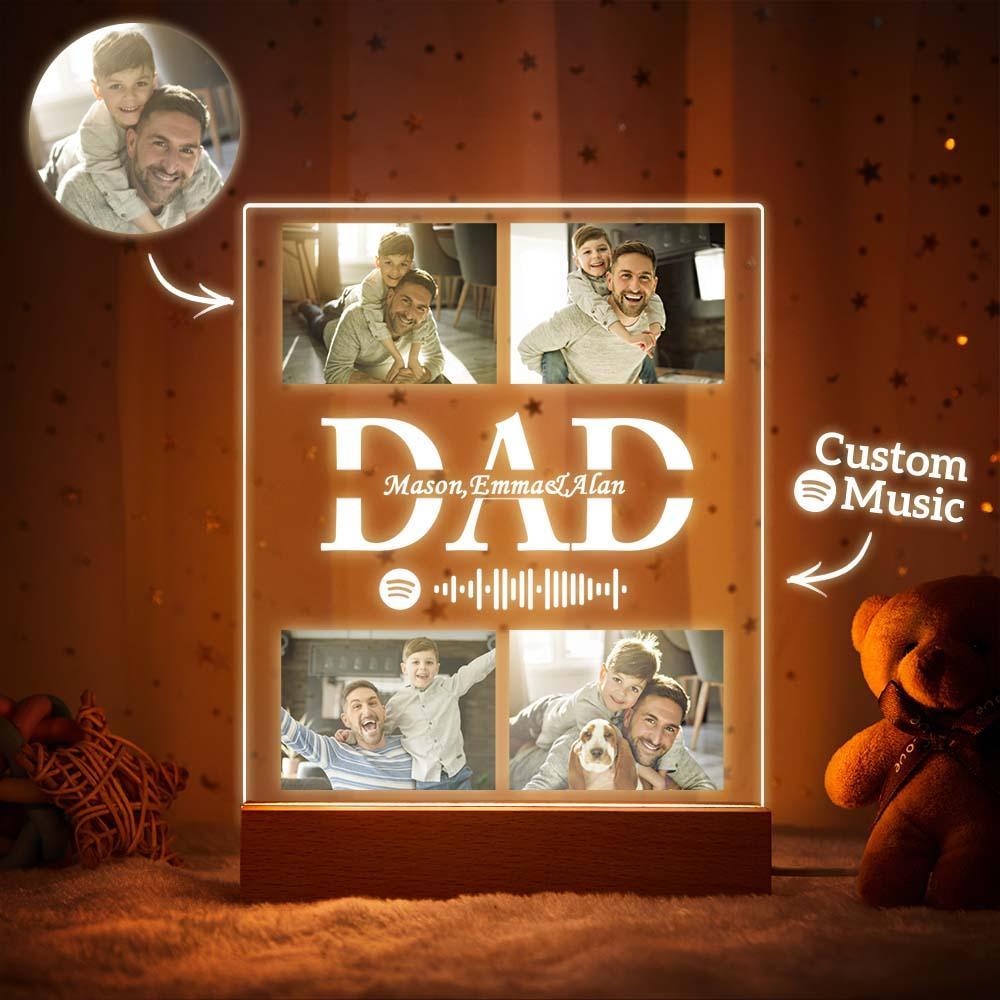 Father's Day Gifts Night Light Four Photo Light Engraved Night Light Best Gifts for Dad