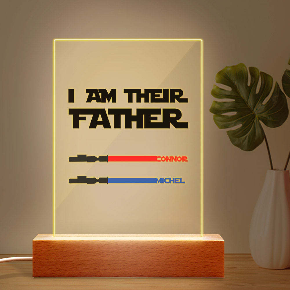 Personalized I Am Their Father Night Light Acrylic Light Saber Plaque Father's Day Gifts -