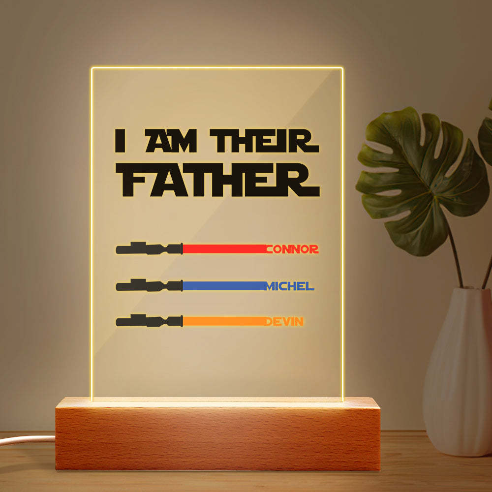 Personalized I Am Their Father Night Light Acrylic Light Saber Plaque Father's Day Gifts -