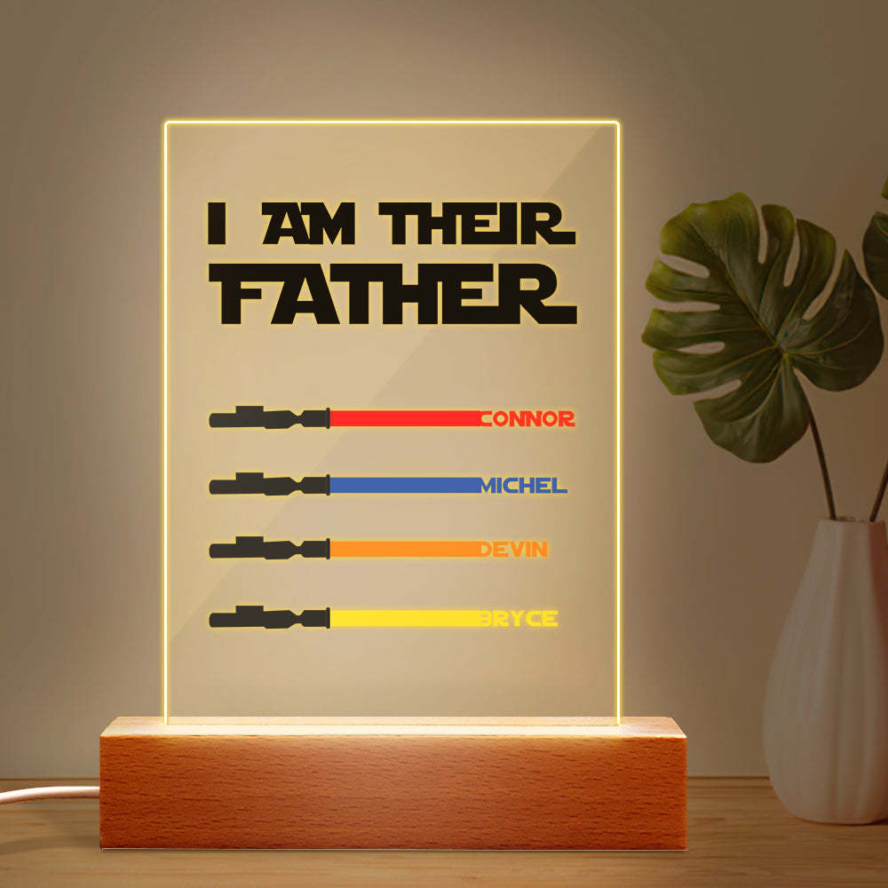 Personalized I Am Their Father Night Light Acrylic Light Saber Plaque Father's Day Gifts -