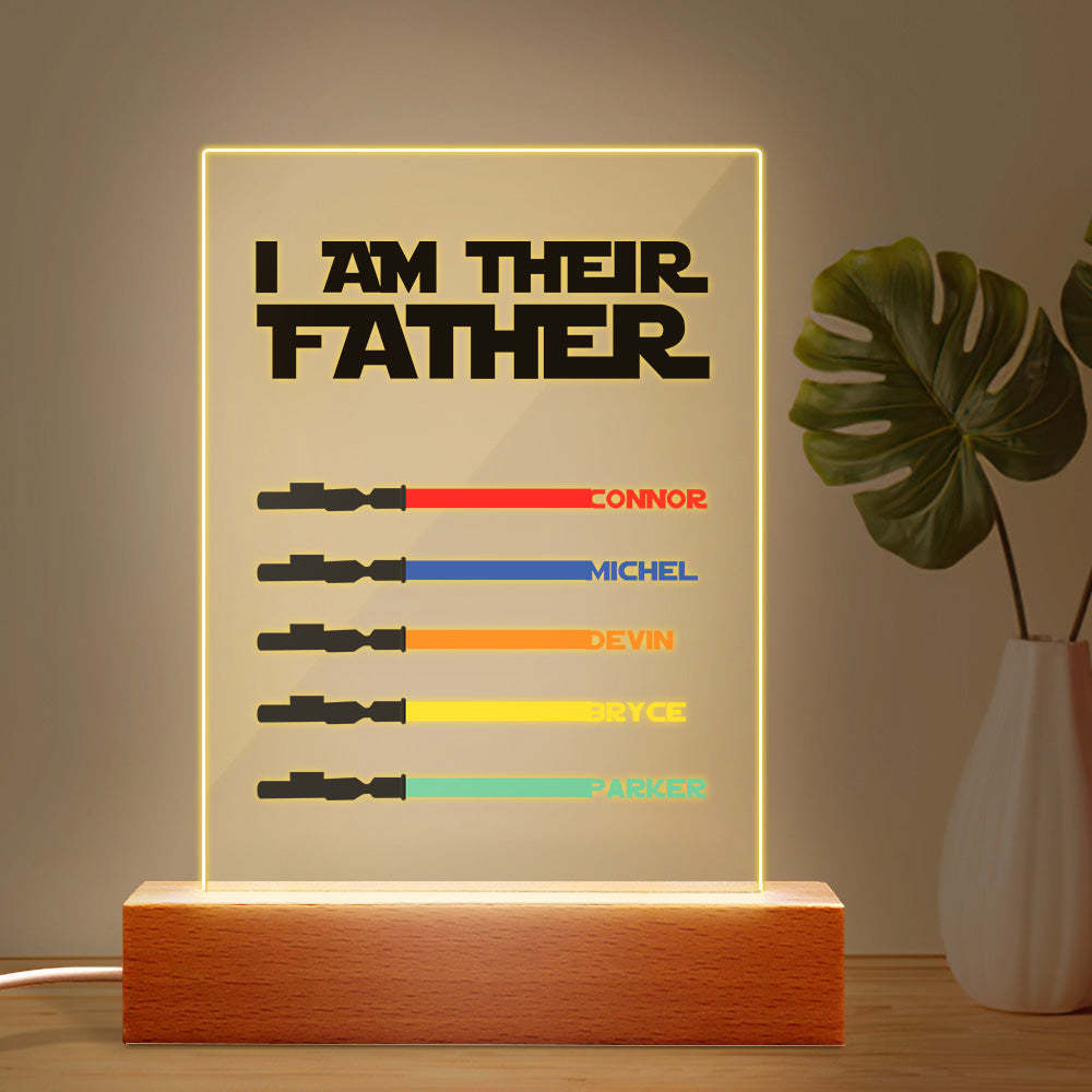 Personalized I Am Their Father Night Light Acrylic Light Saber Plaque Father's Day Gifts - mymoonlampau