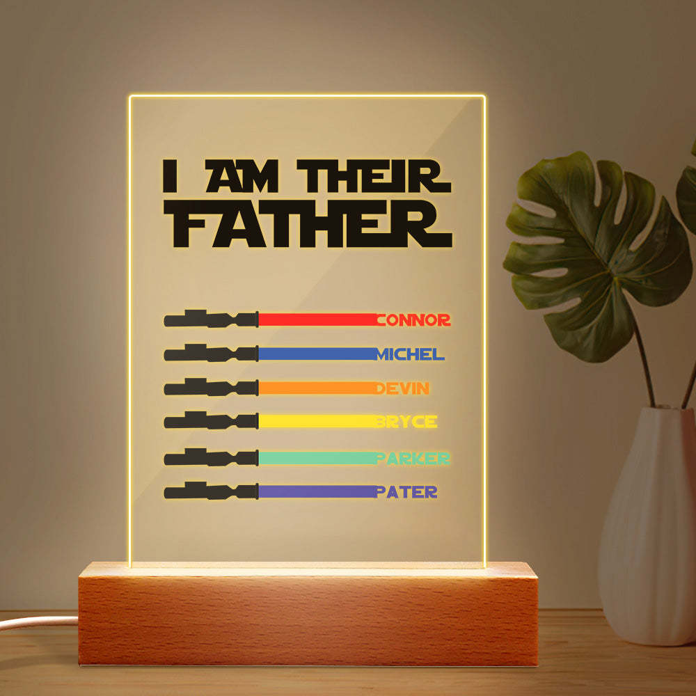 Personalized I Am Their Father Night Light Acrylic Light Saber Plaque Father's Day Gifts - mymoonlampau