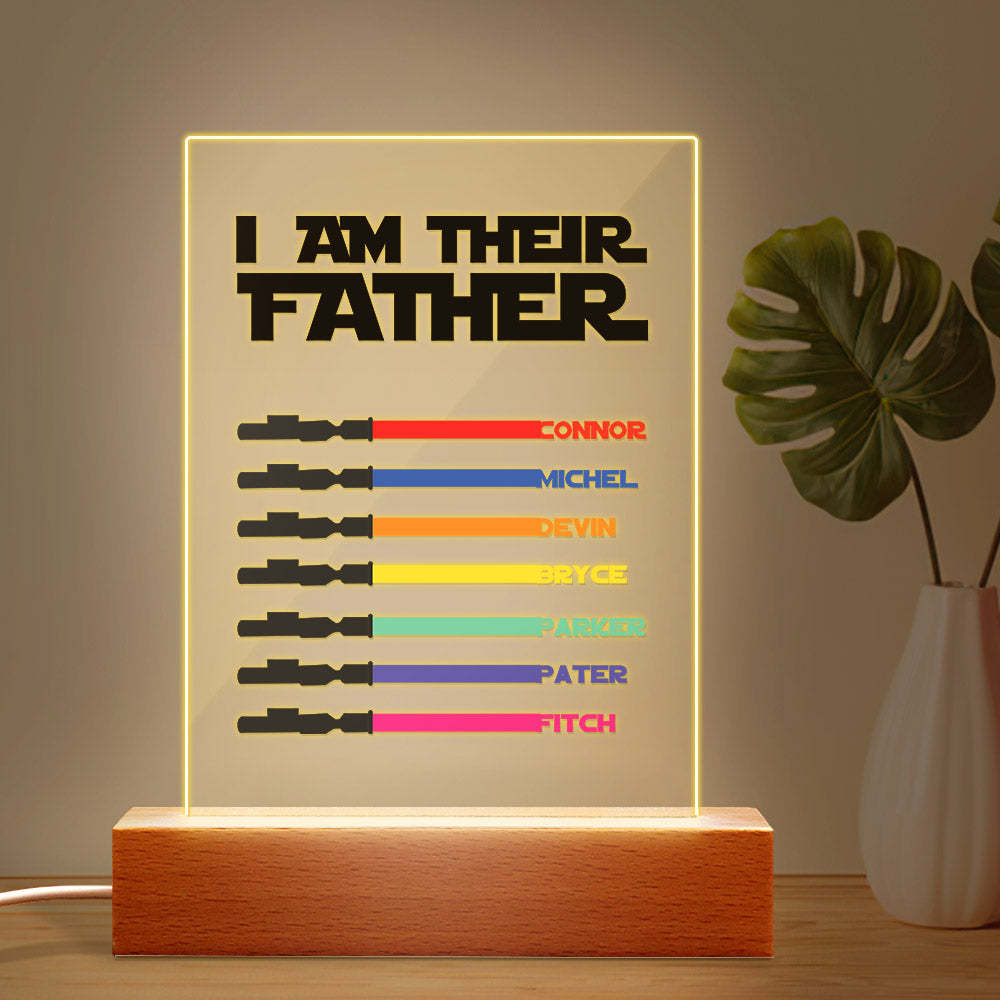 Personalized I Am Their Father Night Light Acrylic Light Saber Plaque Father's Day Gifts - mymoonlampau