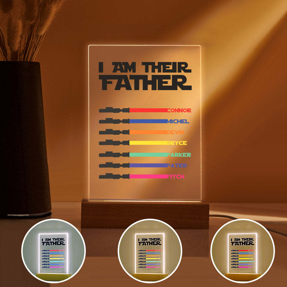 Personalized I Am Their Father Night Light Acrylic Light Saber Plaque Father's Day Gifts -