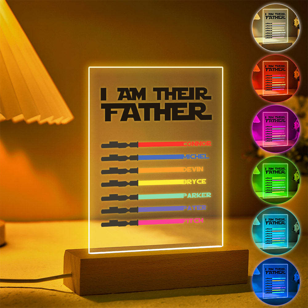 Personalized I Am Their Father Night Light Acrylic Light Saber Plaque Father's Day Gifts -
