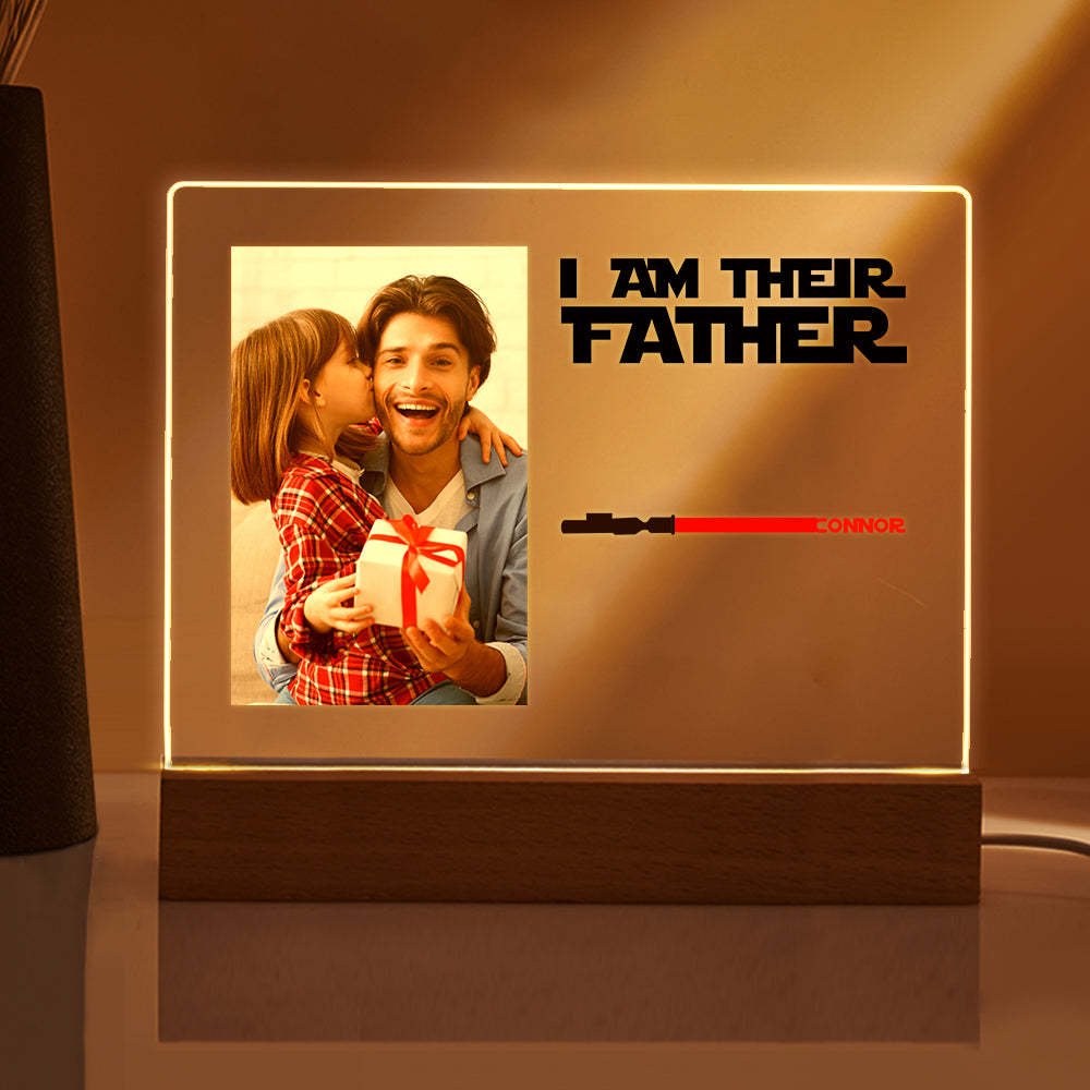 Personalized I Am Their Father Night Light Photo Acrylic Light Saber Plaque Father's Day Gifts - mymoonlampau