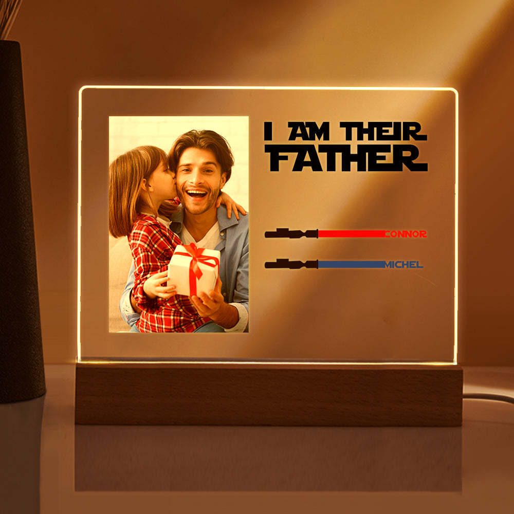 Personalized I Am Their Father Night Light Photo Acrylic Light Saber Plaque Father's Day Gifts -