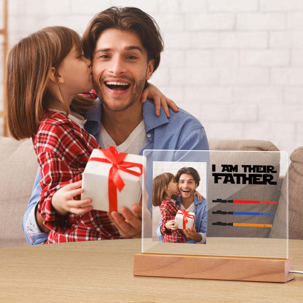 Personalized I Am Their Father Night Light Photo Acrylic Light Saber Plaque Father's Day Gifts -