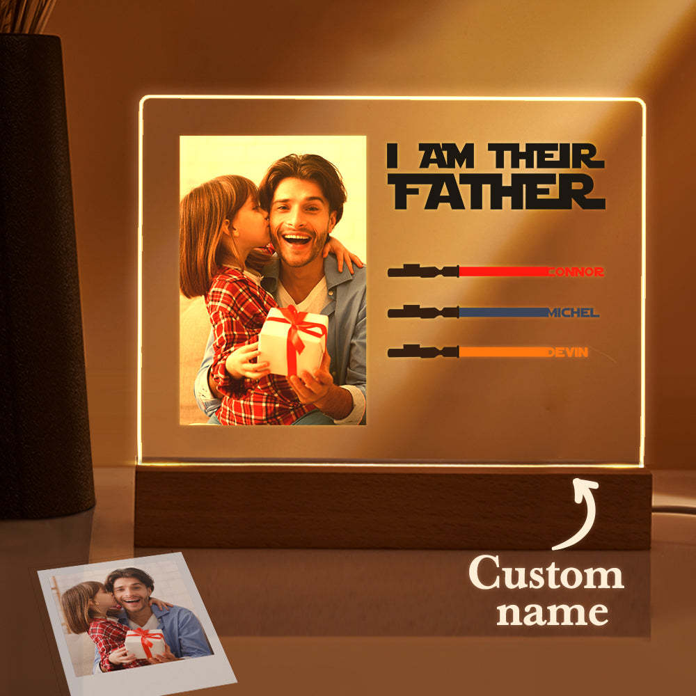 Personalized I Am Their Father Night Light Photo Acrylic Light Saber Plaque Father's Day Gifts - mymoonlampau