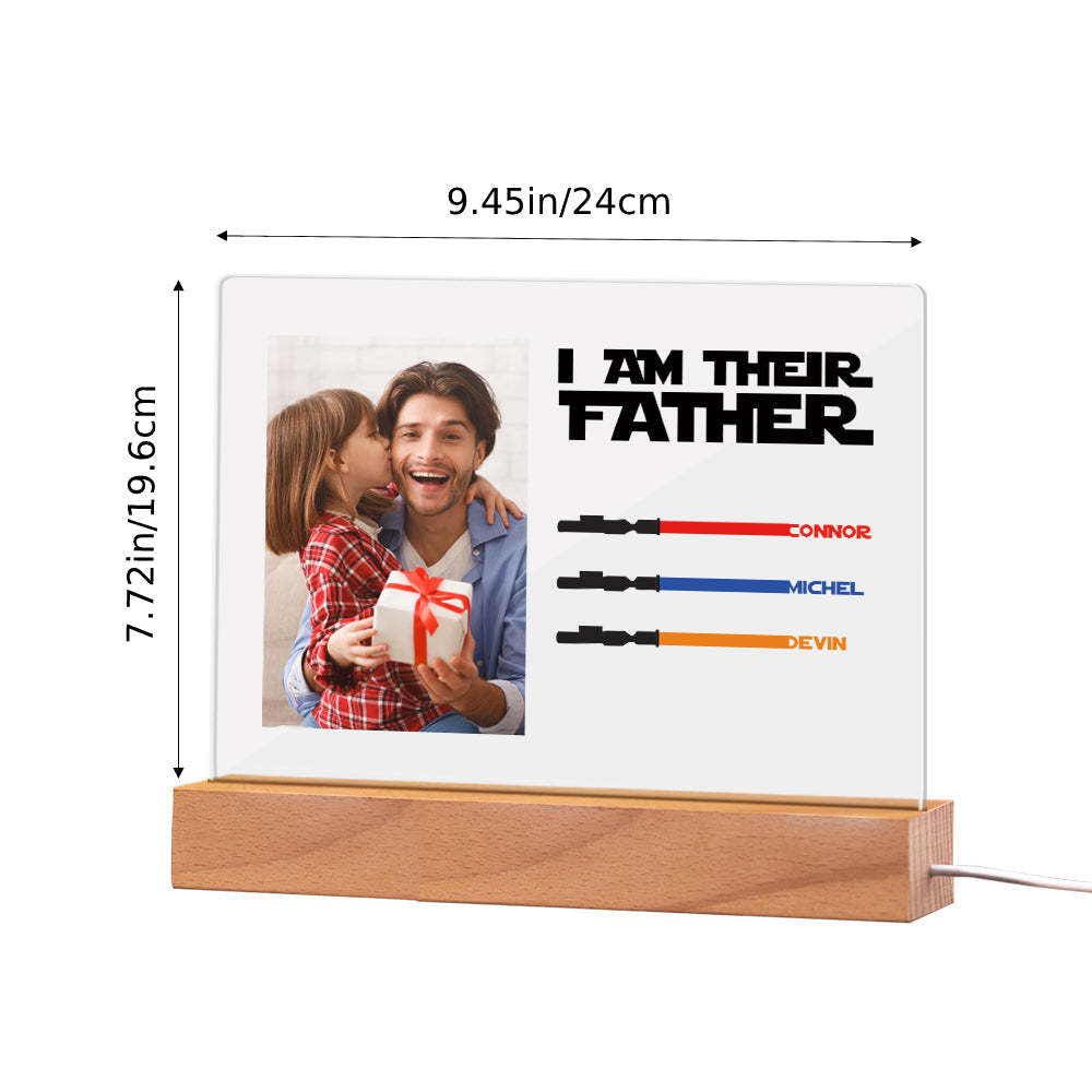 Personalized I Am Their Father Night Light Photo Acrylic Light Saber Plaque Father's Day Gifts - mymoonlampau