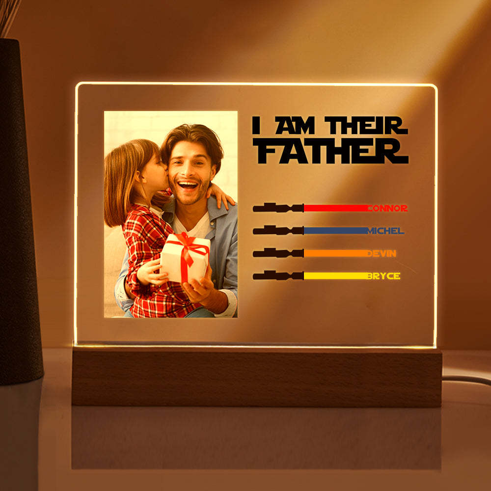 Personalized I Am Their Father Night Light Photo Acrylic Light Saber Plaque Father's Day Gifts -