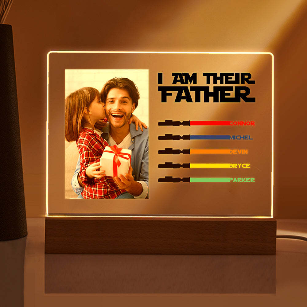 Personalized I Am Their Father Night Light Photo Acrylic Light Saber Plaque Father's Day Gifts - mymoonlampau
