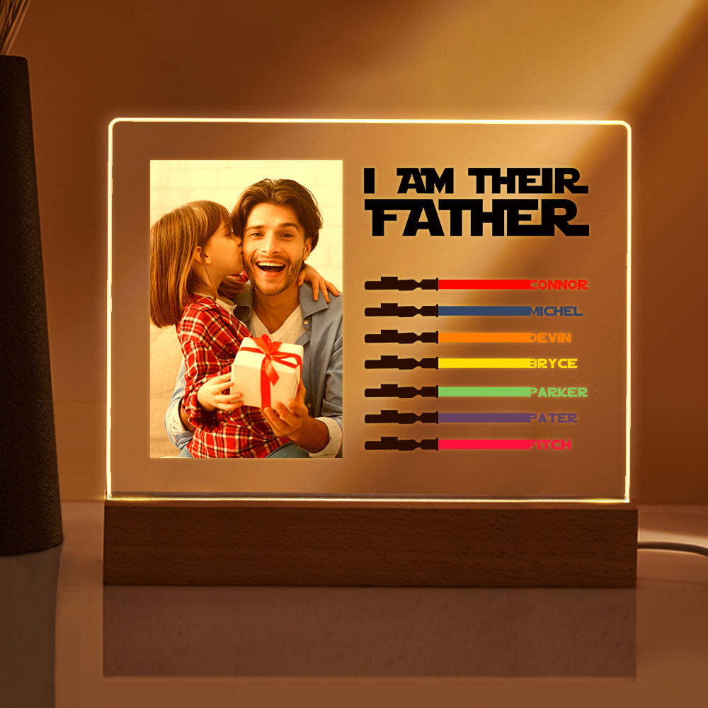 Personalized I Am Their Father Night Light Photo Acrylic Light Saber Plaque Father's Day Gifts -