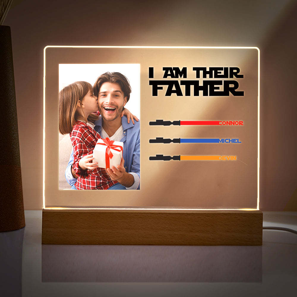 Personalized I Am Their Father Night Light Photo Acrylic Light Saber Plaque Father's Day Gifts -
