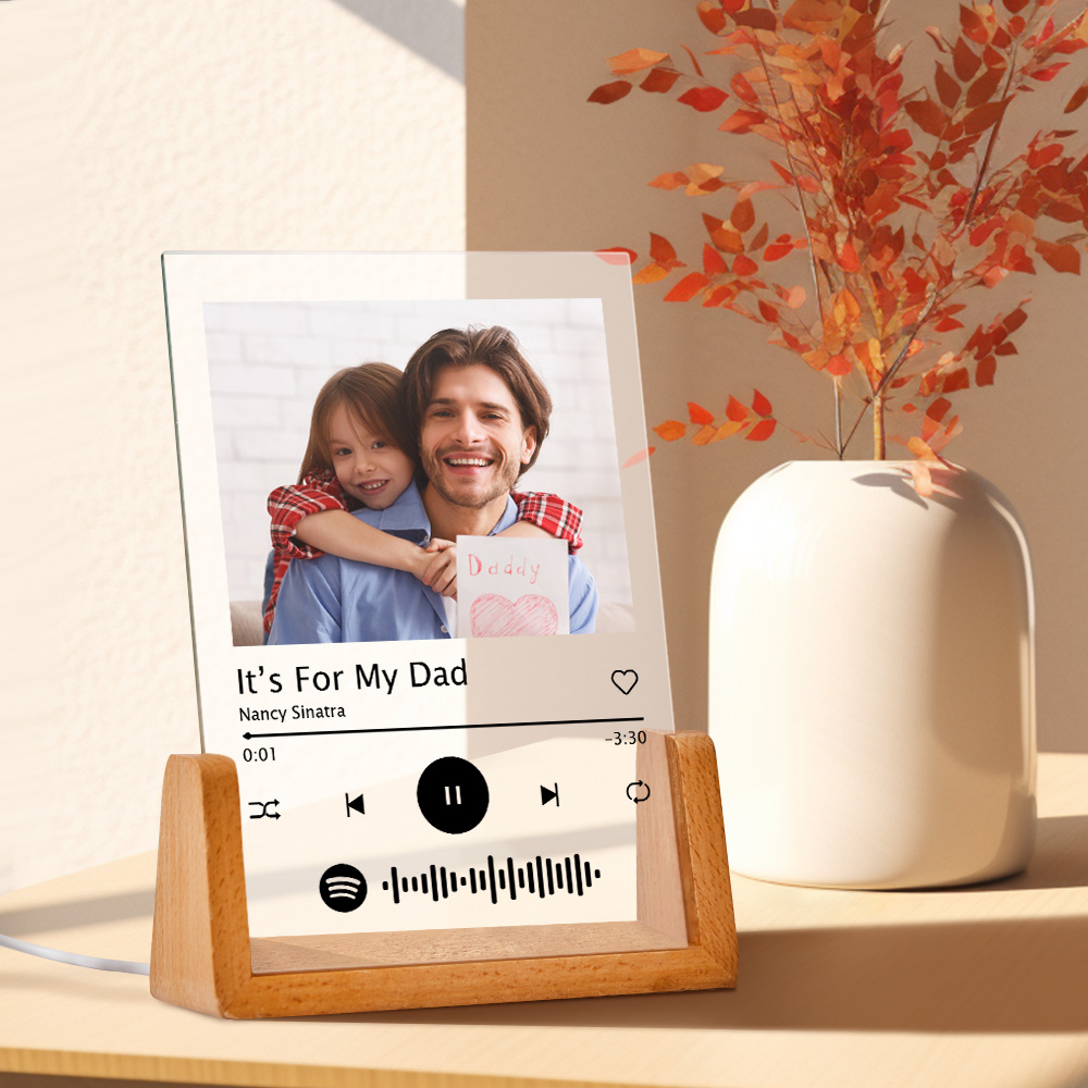 Personalized Photo Acrylic Song Plaque Gift for Father Custom Spotify Plaque Night Light Lamp with Spotify Code