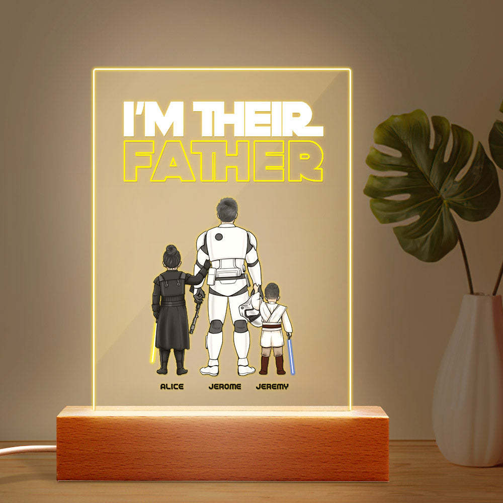 Custom I Am Their Father Night Light Personalized Acrylic Plaque Home Decoration Lamp Father's Day Gift -