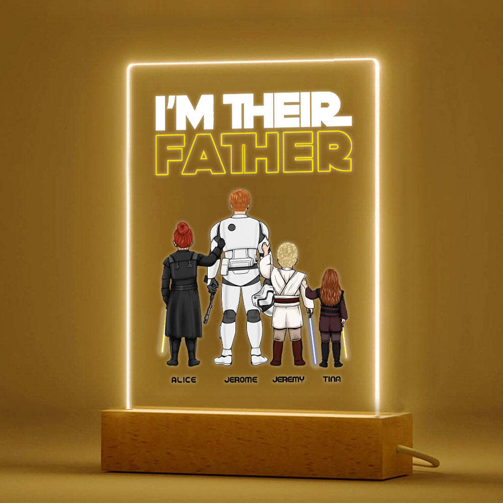 Custom I Am Their Father Night Light Personalized Acrylic Plaque Home Decoration Lamp Father's Day Gift -