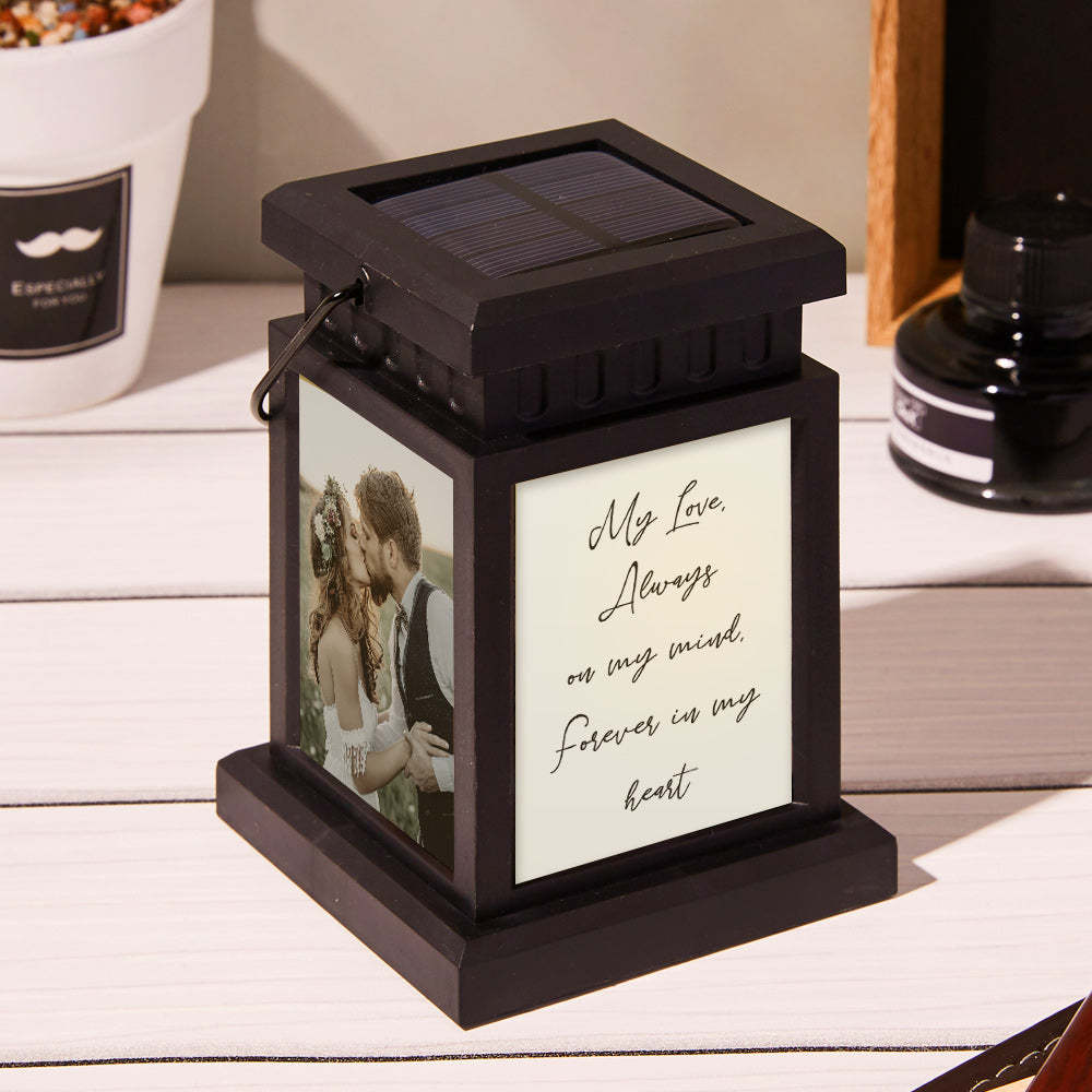 Anniversary Gifts for Couple, Personalized Photo Engraved Lantern Nightlight Lamp Memorial Lamp Solar Garden Light - mymoonlampau