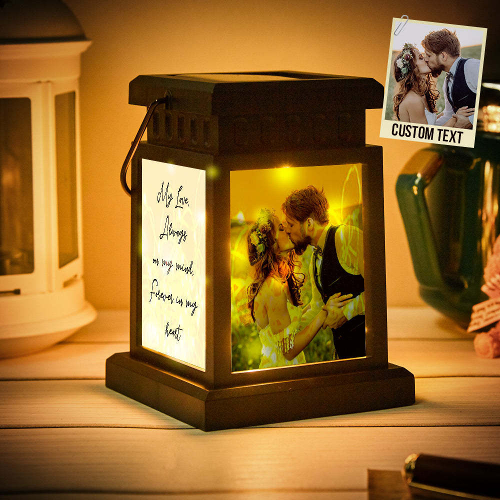 Anniversary Gifts for Couple, Personalized Photo Engraved Lantern Nightlight Lamp Memorial Lamp Solar Garden Light - mymoonlampau