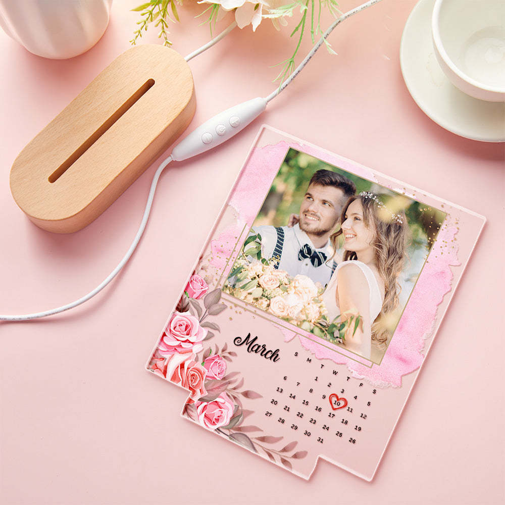Custom Photo Acrylic Lamp Personalized Date Acrylic Plaque Picture Frame Anniversary Gifts for Lover - mymoonlampau