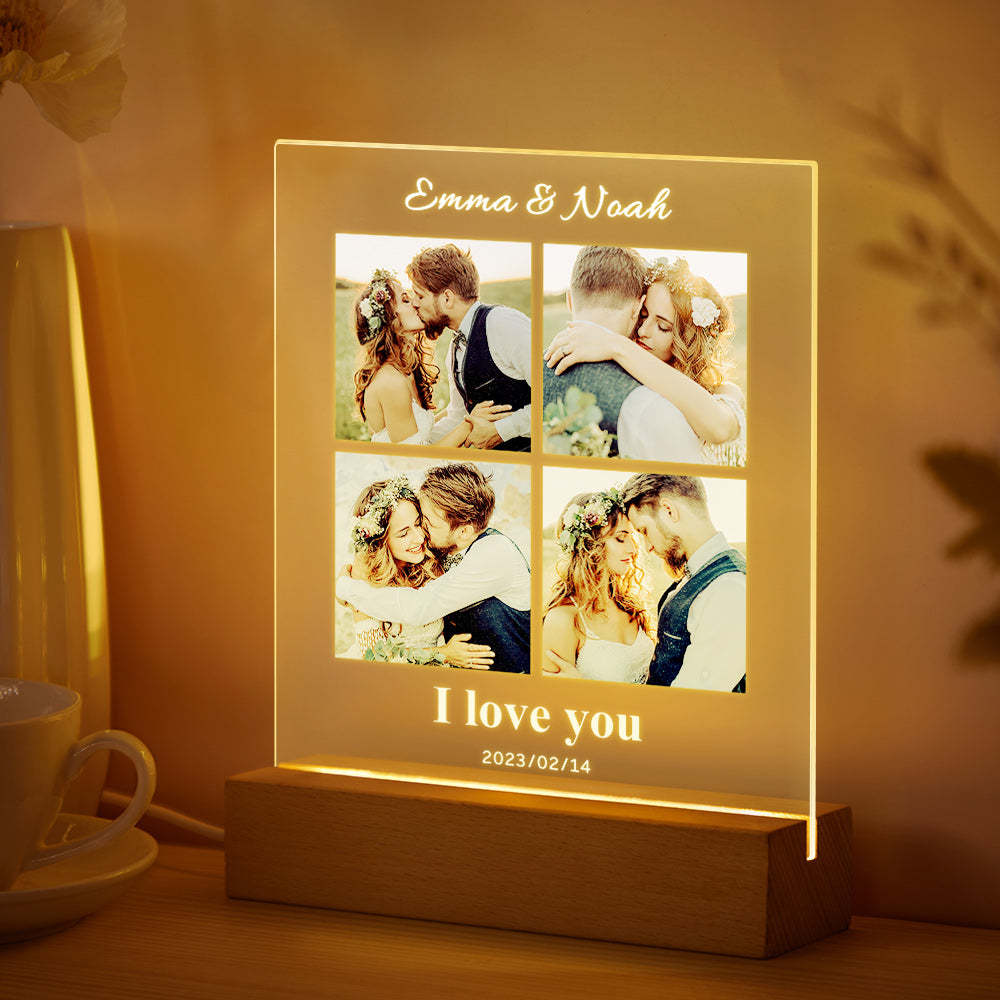 Custom Couples Photo Lamp Personalized Name For Anniversary Gift - mymoonlampau