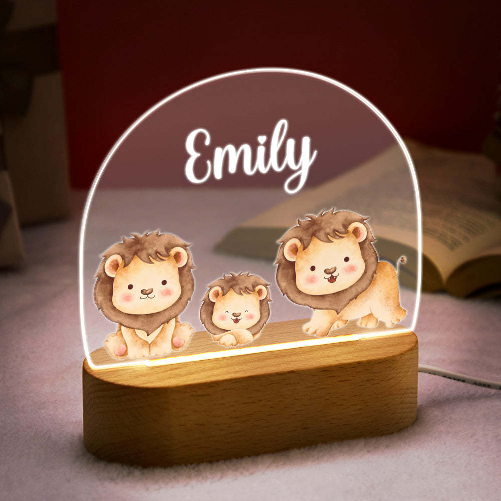 Personalized Name Cute Lion Night Light Custom Name Nursery Room Lamp Gift For Kids - mymoonlampau