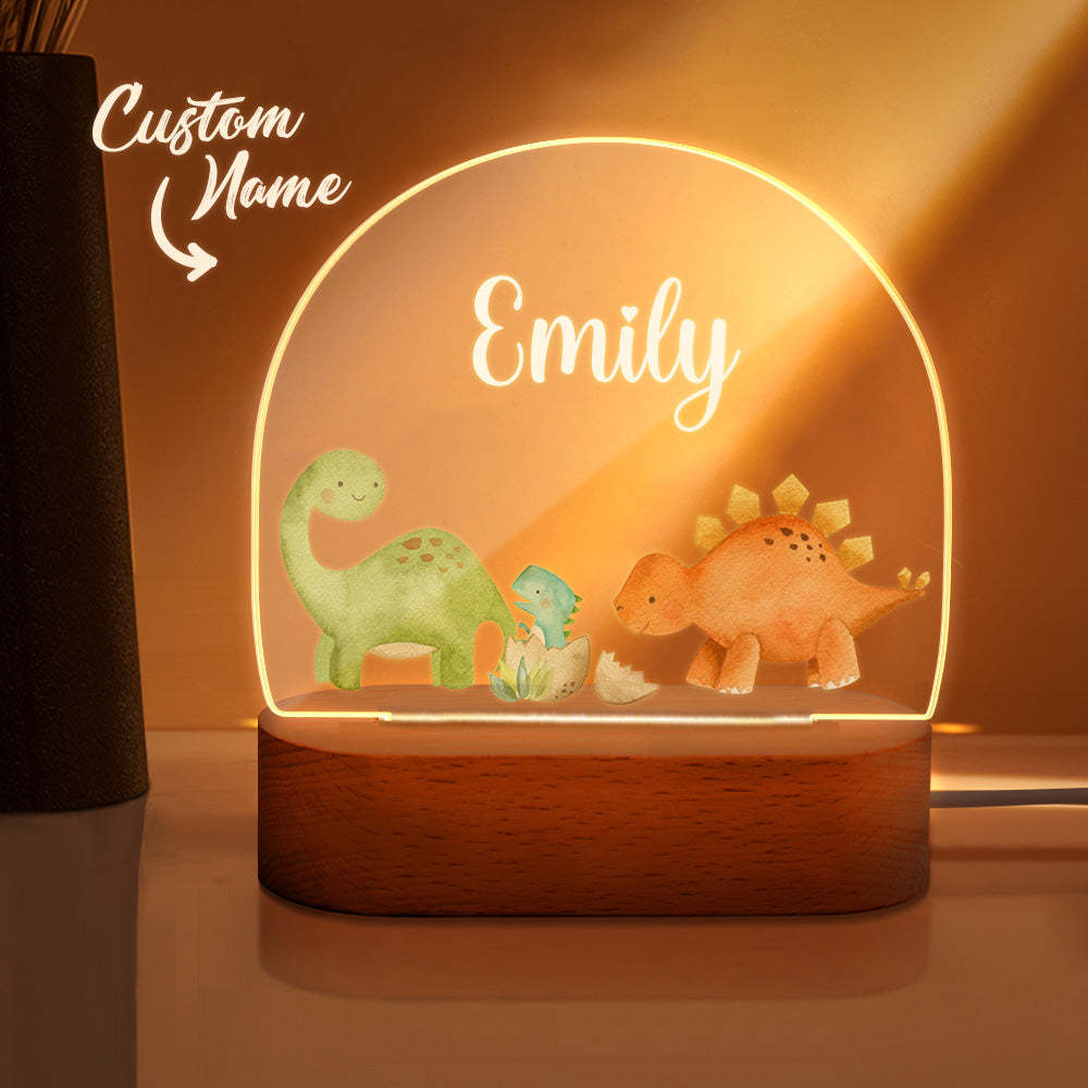 Personalized Name Baby Dinosaur Night Light Custom Name Nursery Room Lamp Gift For Kids - mymoonlampau
