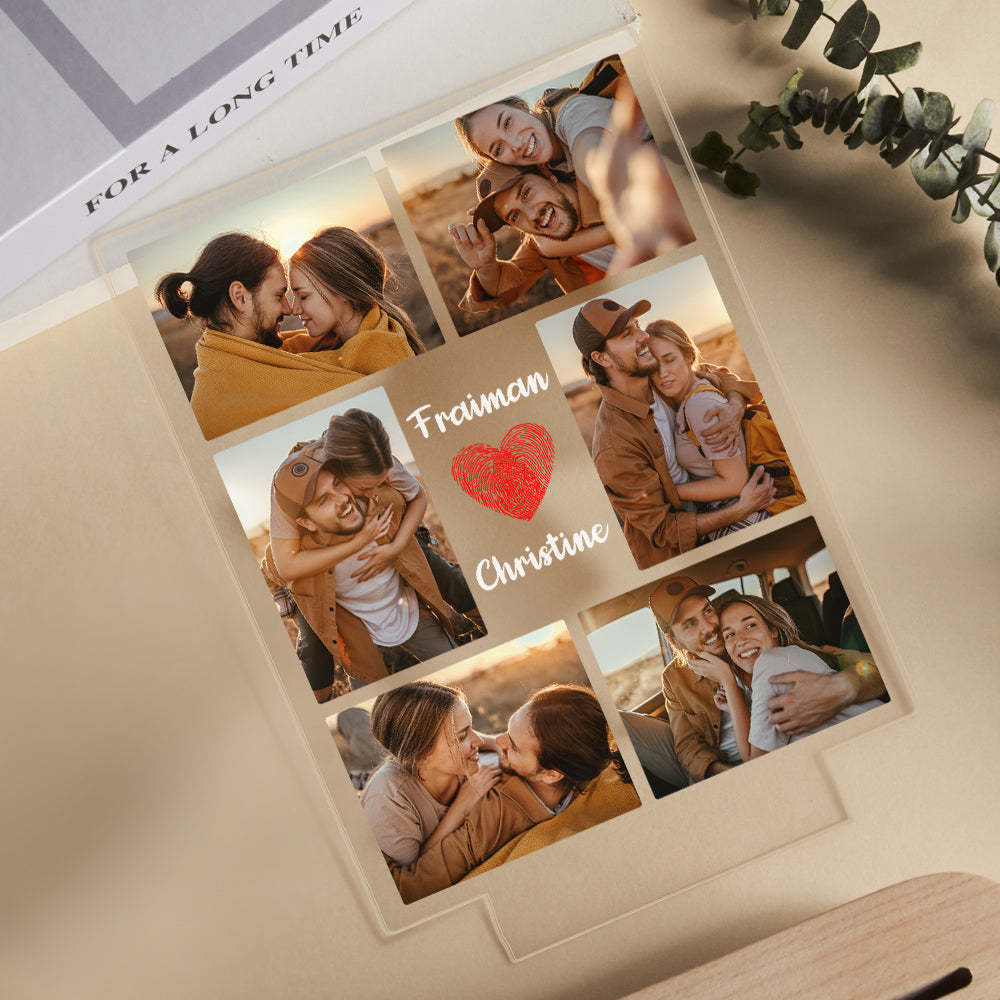 Custom Photo Collage Led Night Light Personalized Name Couple Gift Wedding Anniversary - mymoonlampau