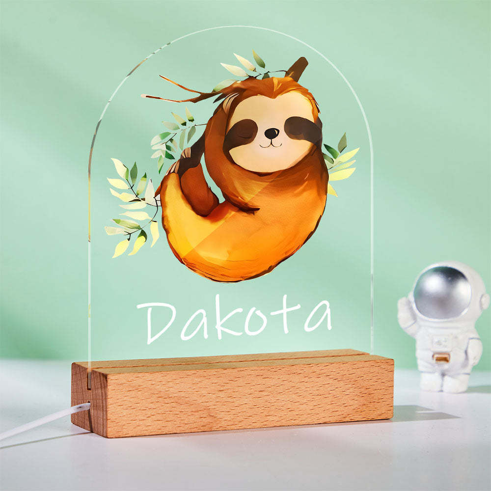 Custom Sloth Night Light With Personalized Name Best Idea For Kids - mymoonlampau