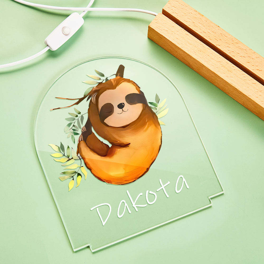 Custom Sloth Night Light With Personalized Name Best Idea For Kids - mymoonlampau