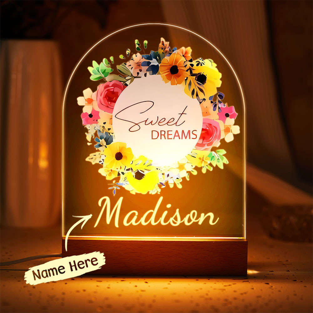 Personalized Bright Night Light With Sweet Dream Good Night - mymoonlampau