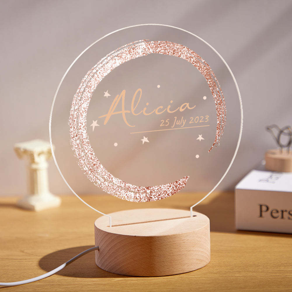 Nursery Light Pink Star Night Light With Custom Baby Name Gift - mymoonlampau