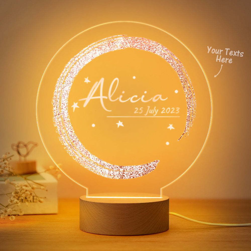 Nursery Light Pink Star Night Light With Custom Baby Name Gift - mymoonlampau