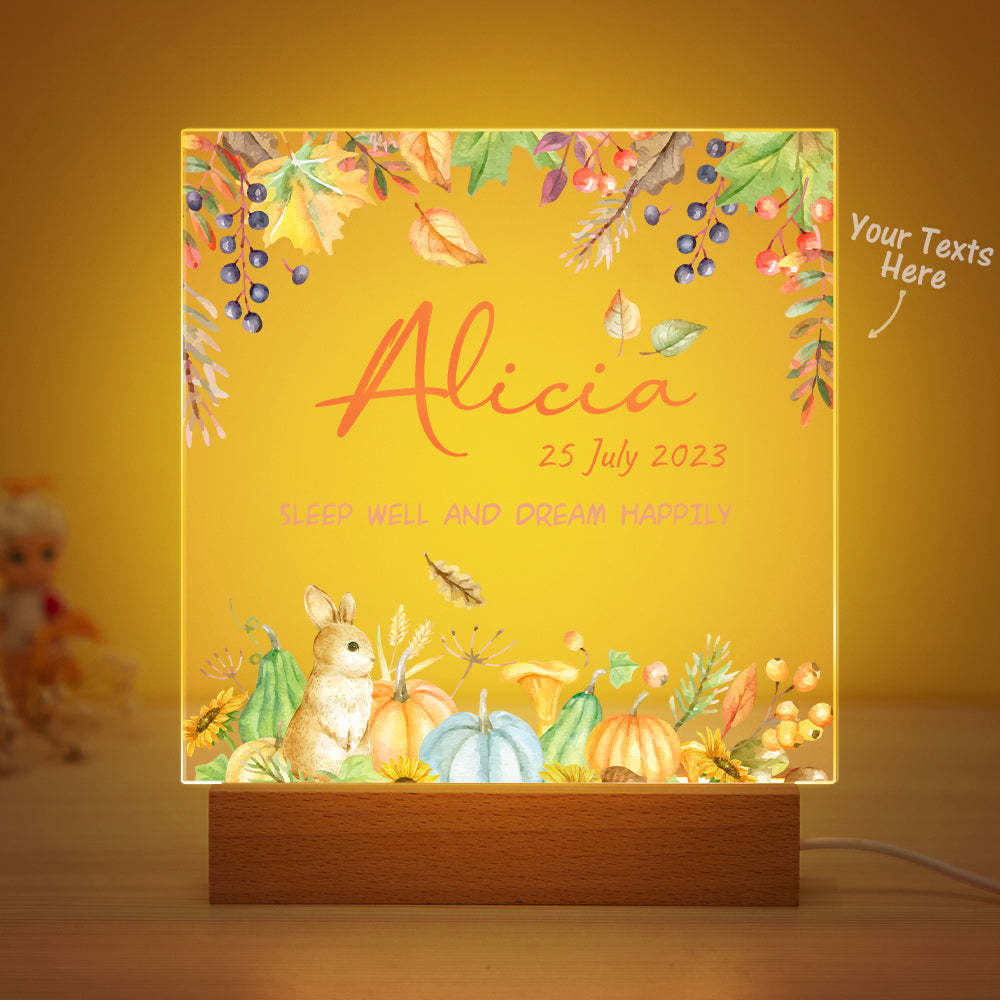 Flower And Rabbit Custom Name Nursery Room Lamp Kid Night Light Best Gift for Baby - mymoonlampau