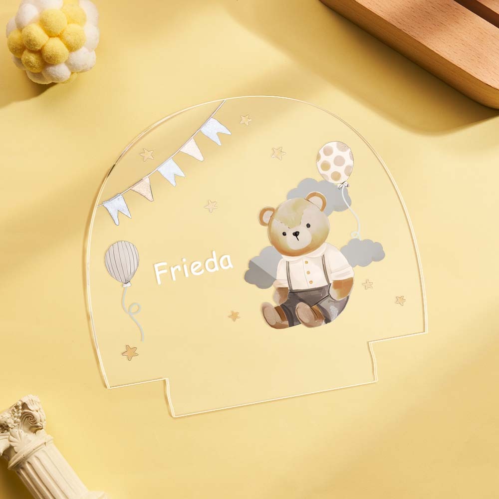 Personalized Cute Bear Night Light Custom Name Light Night Gift for Kids - mymoonlampau