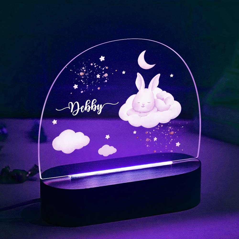 Custom Bunny Name Night Light Personalized Name Lamp Multi Color - mymoonlampau