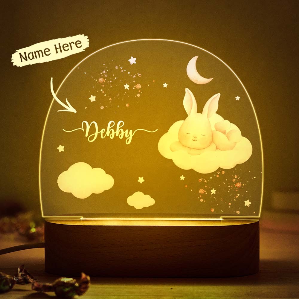 Custom Bunny Name Night Light Personalized Name Lamp Multi Color - mymoonlampau