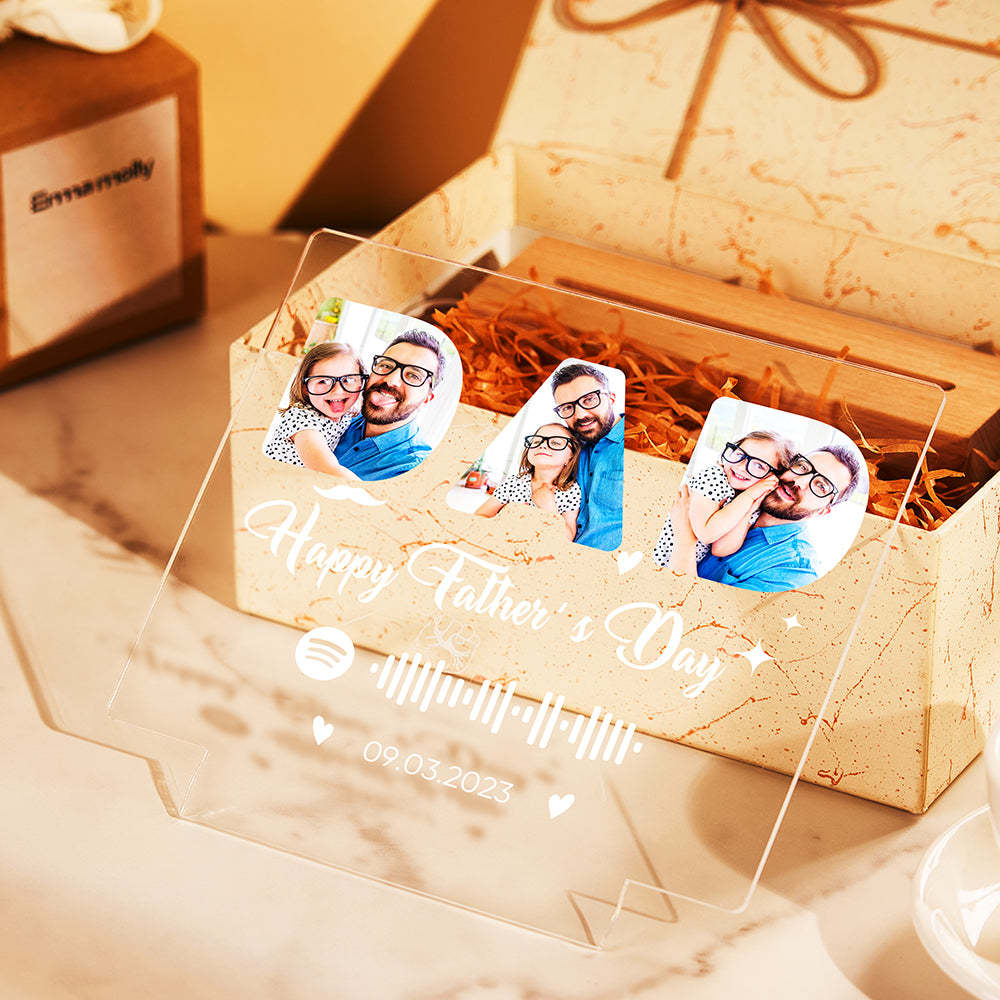 Happy Father's Day Night Light Custom Photo Lamp Custom Spotify Night Light