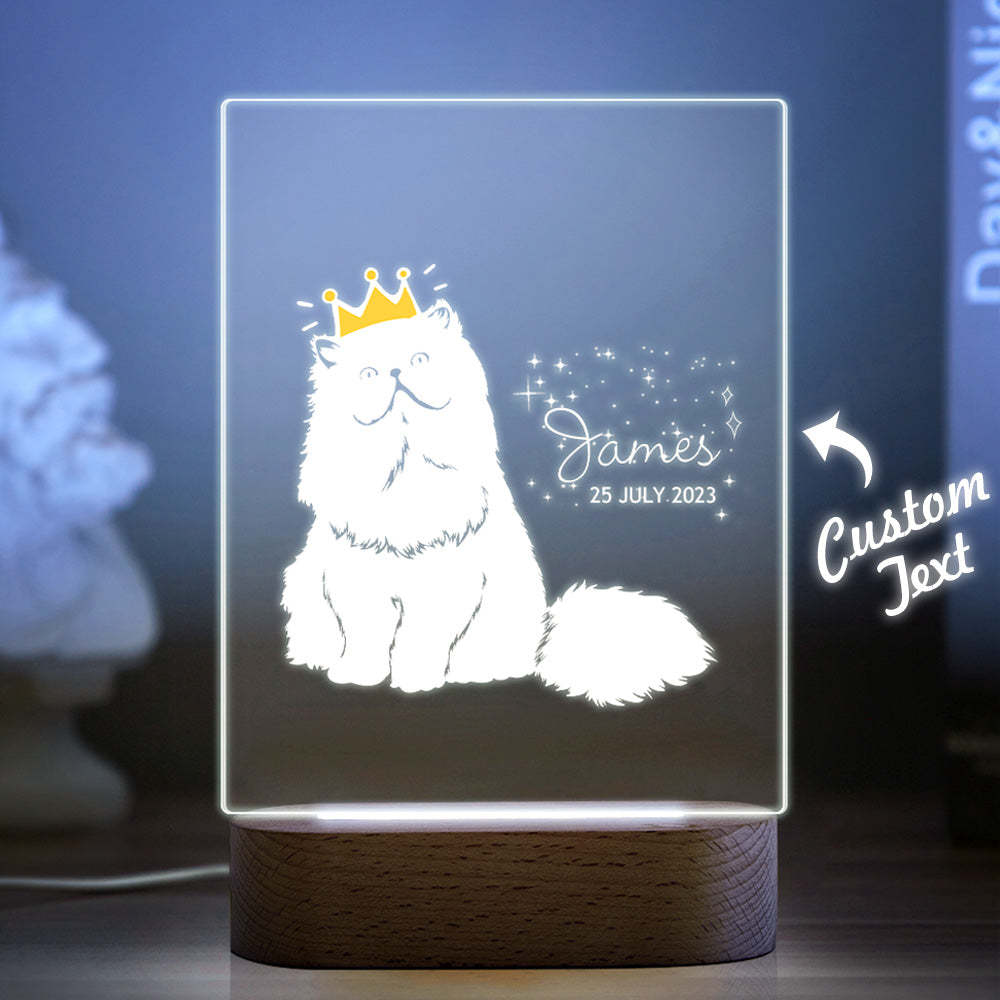 Personalised Baby Gift Nursery Decor Crowned Cat Night Light Custom Name Night Stand Lamp - mymoonlampau