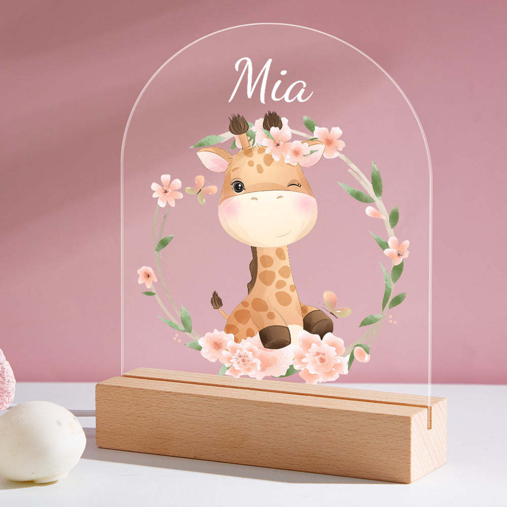 Personalised Giraffe Name Kids Bedside Lamp Custom Luminous Animal Acrylic Board Creative Lamp Kids Room Gift - mymoonlampau