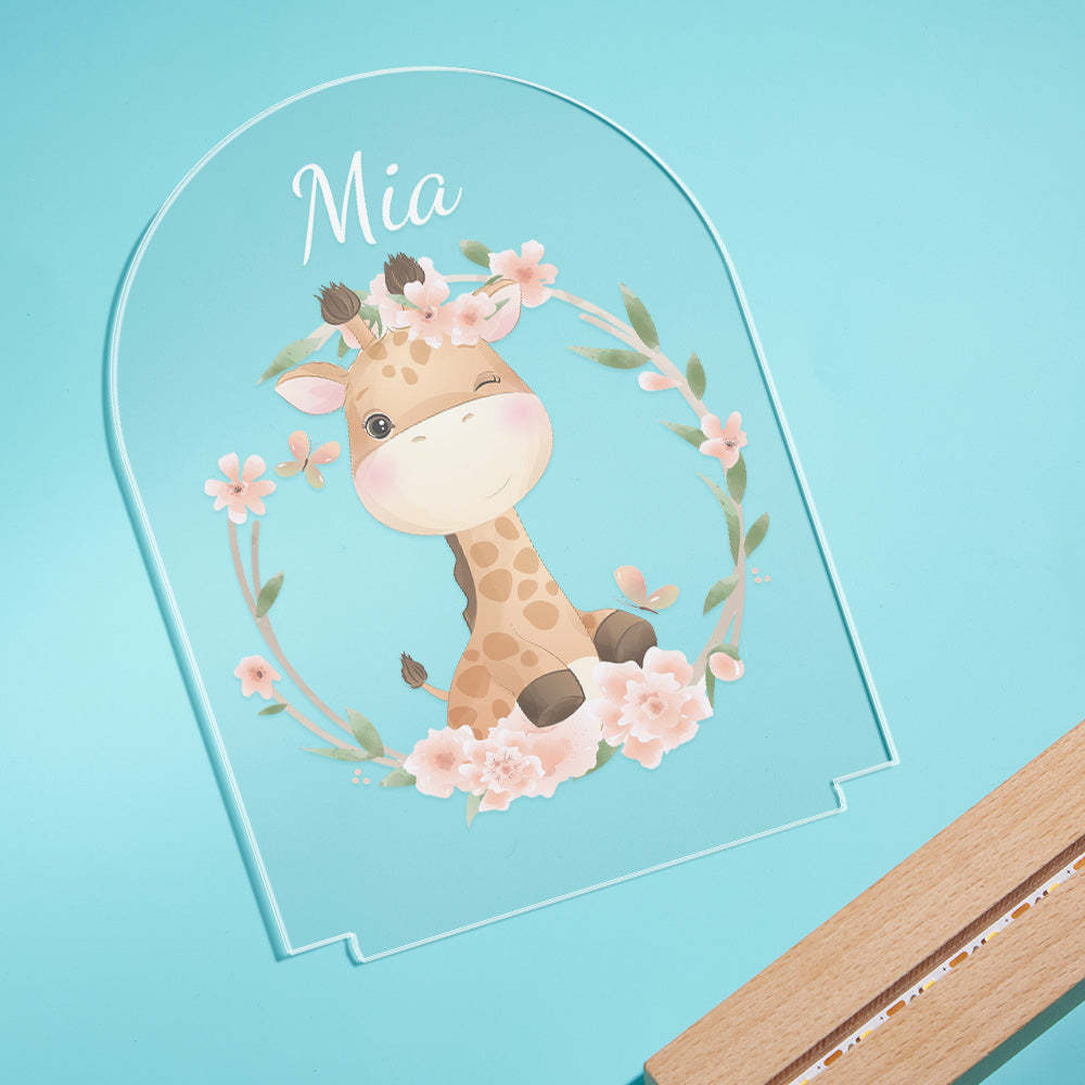 Personalised Giraffe Name Kids Bedside Lamp Custom Luminous Animal Acrylic Board Creative Lamp Kids Room Gift - mymoonlampau
