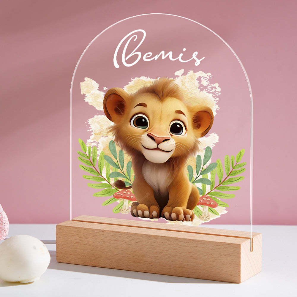 Personalized Lion Night Light For Baby Custom Name Smile Tiger Bedside Lamp - mymoonlampau