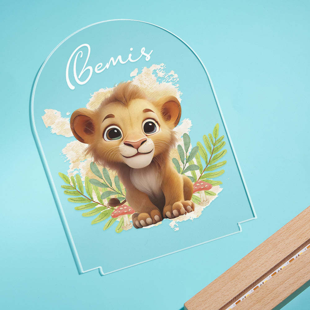 Personalized Lion Night Light For Baby Custom Name Smile Tiger Bedside Lamp - mymoonlampau