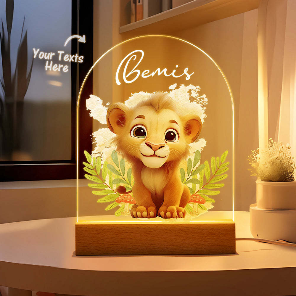 Personalized Lion Night Light For Baby Custom Name Smile Tiger Bedside Lamp - mymoonlampau