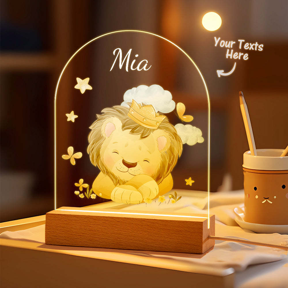 Custom Name Nursery King Lion Night Light Personalised Cloud Kids Bedside Lamp - mymoonlampau