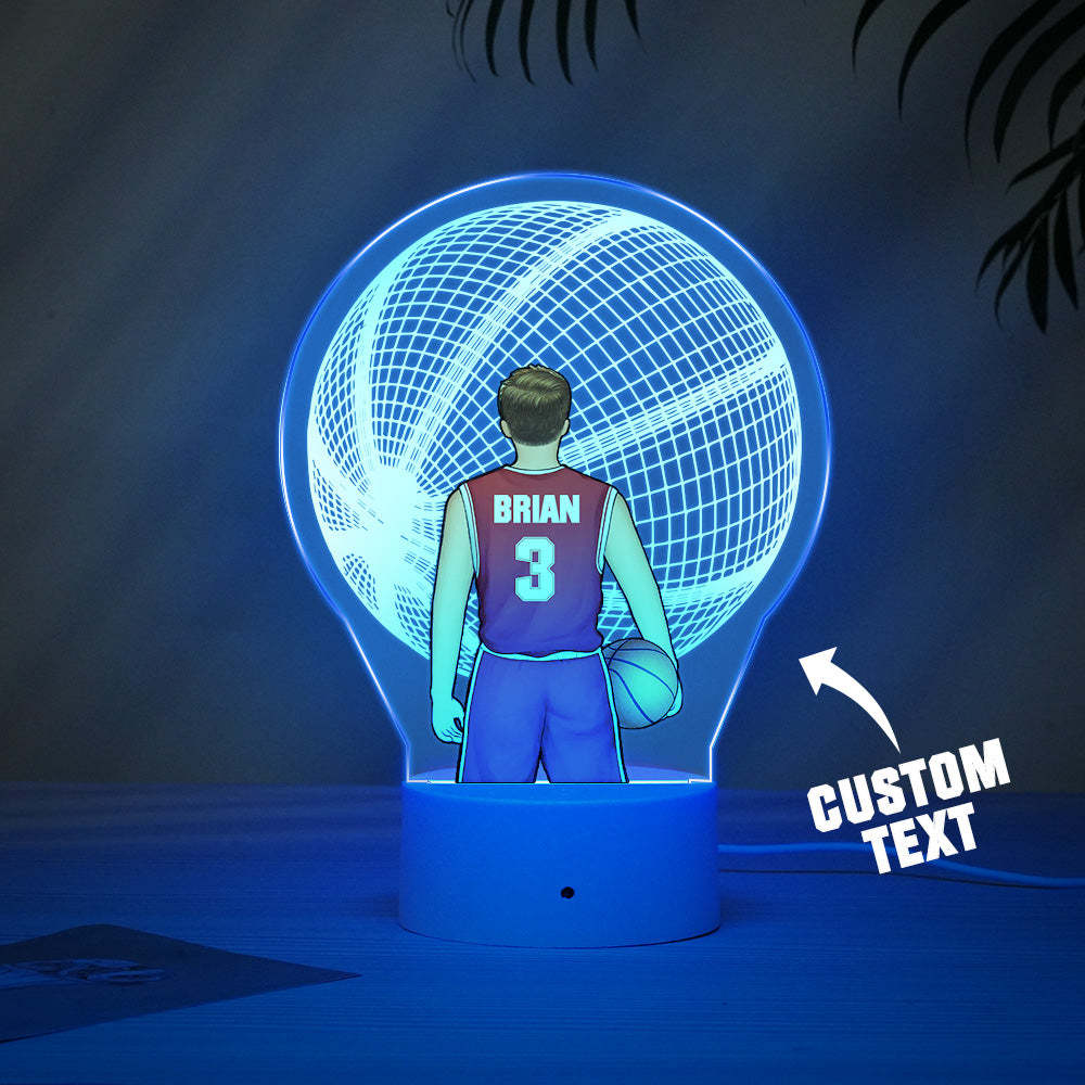 Custom Basketball Player Lamp Personalized Name And Number 3D LED Light Multi Color Base - mymoonlampau