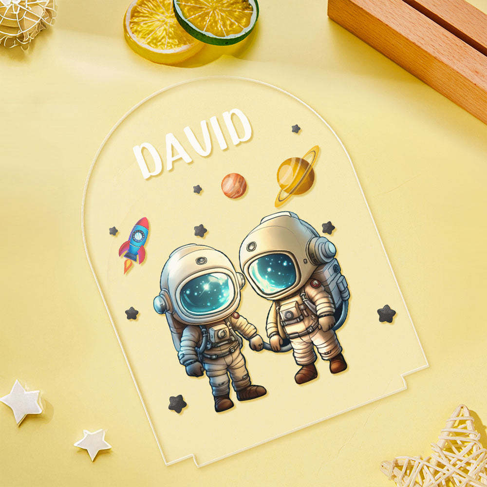 Custom Astronaut kids kids bedside lamp with Name Personalized Perfect Gift for Baby Kids with Star and Cloud Night light - mymoonlampau